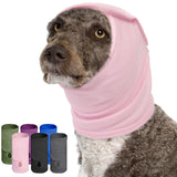 SUNFURA Dog Calming Hoodie, Ear Muffs Noise Protection for Anxiety Relief, No Shake Ear Wraps for Dogs - Grooming, Bath, Blow Drying, Fireworks, Thunderstorms, Hematoma Ear Cover Head Wrap, Pink S