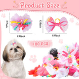 Chumia 100 Pcs Dog Hair Bows with Rubber Band for Small Dogs Puppy Hair Accessories Grooming Bows Pet Bowknot for Cat Poodle Shih Tzu