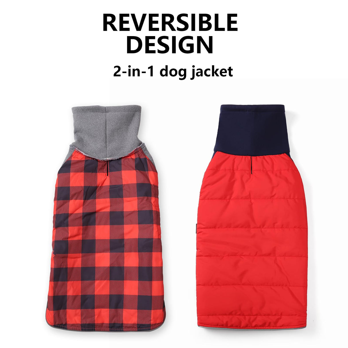 Dachshund Dog Coats Jacket fit for Dachshunds Corgi Weiner Reversible Winter Coat Padded Cotton Lining high Collar Dog Suit in Autumn Winter - Red - L