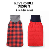 Dachshund Dog Coats Jacket fit for Dachshunds Corgi Weiner Reversible Winter Coat Padded Cotton Lining high Collar Dog Suit in Autumn Winter - Red - L