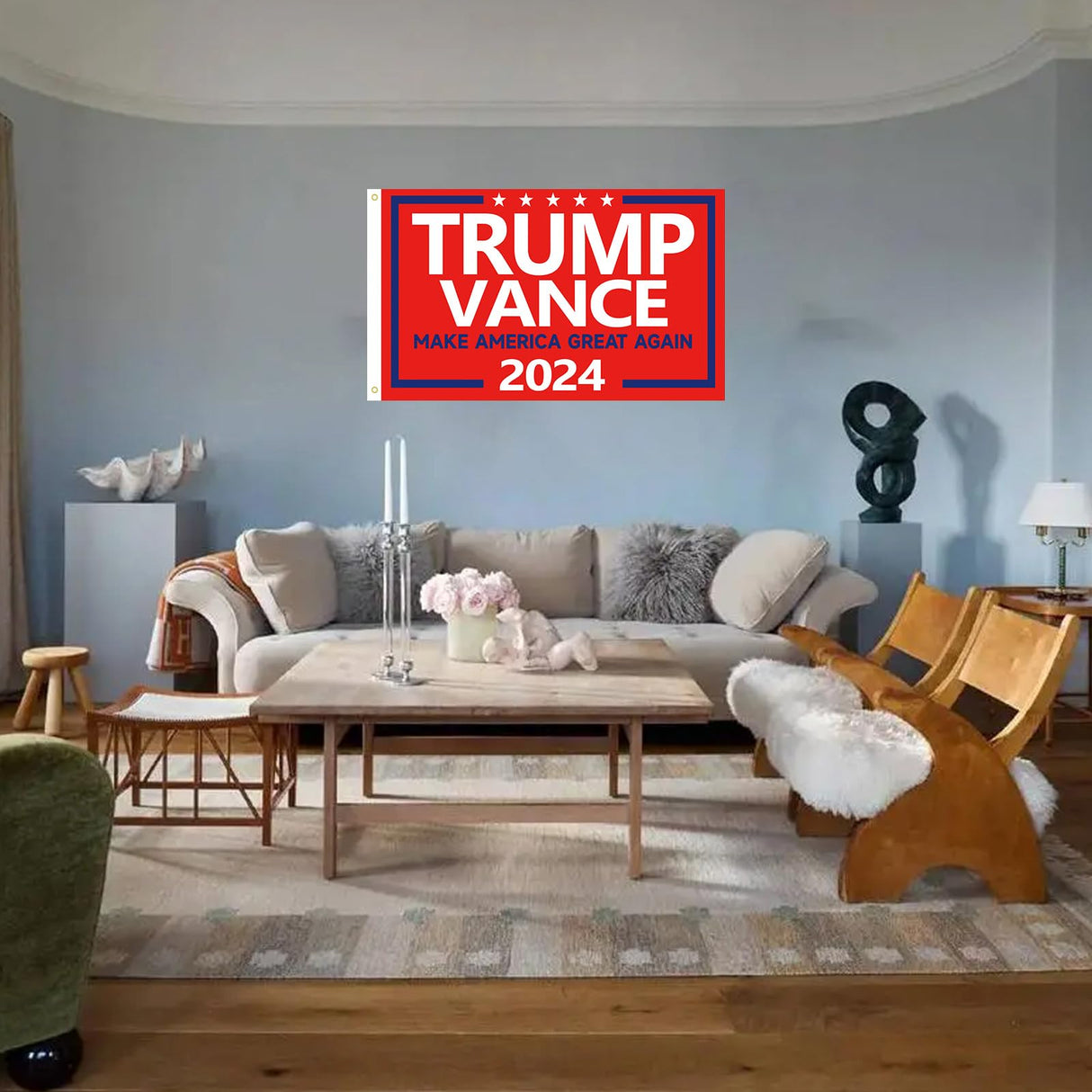 WENWELL Trump Vance 2024 Flag Double-Sided 3x5 Ft - Make America Great Again Trump Vance '24 Presidential Campaign Banners for car Boat Outdoor,Premium 3-Ply Durable Material,Red