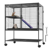 VEVOR 36" Rolling Metal Ferret Cage, Large 2-Tier Critter Nation Cage, Small Animal Cage with Ramps & Tray, Easy to Set up for Pet Mice, Hamster, Guinea Pig, Chinchilla, Squirrel, Hedgehogs, Bunny