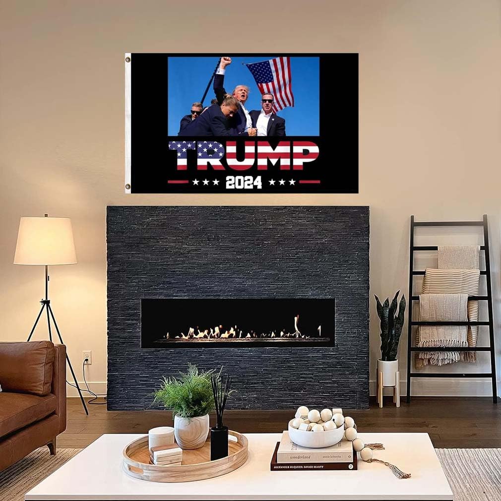 Donald Trump 2024 Flag Trump Survived Shot At Election Rally Flags Trump Fist Pump Fight Tapestry for Indoor Outdoor Bannar 3X5 Ft