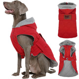 FUAMEY Dog Jackets for Large Breed, Adjustable Dogs Coats Fleece Lined for Chilly Morning, Thermal Winter Pups Outfits with Harness Hole, Sleeveless Puppy Vest Waterproof (Red, 2XL)