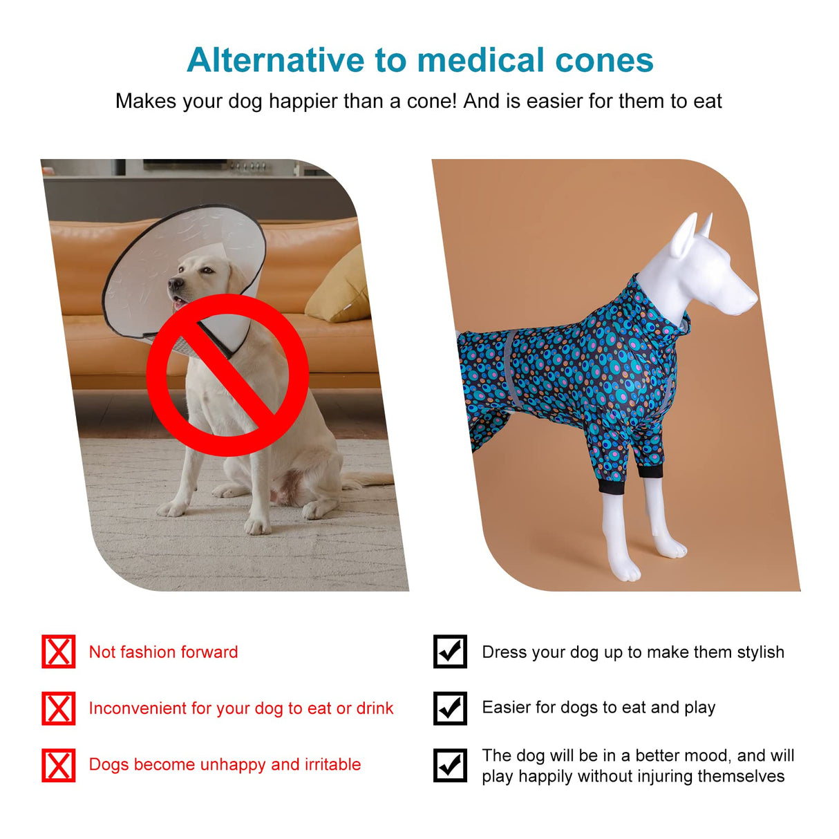 LovinPet PJS Dog Jumpsuit, Wound Care/Surgical Recovery Dog Pajamas, Anxiety Relief Shirt, Pitbull Clothes, Pajamas for Pitbulls, Reflective Stripe Green Bubble Print, Green, M