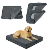 TOPHMDECOR Dog Bed Cover Waterproof, Non-Slip Rectangular Pet Bed Protector for Dogs & Cats, Removable Washable Bed Sheet Replacement,44"x35"x8",Gray,2Pcs,Covers Only