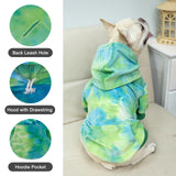 PAWCHIE Dog Hoodie for Small Dogs,Tie Dye Dog Cloth with Leash Hole,Puppy Sweatshirt, Pet Outfit, Cat Apparel,Blue Green,M