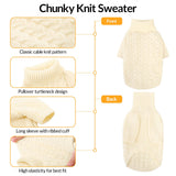 Queenmore Small Dog Sweater, Dog Christmas Sweater, Warm Soft Sweaters for Dogs Girl Boy, Knit Winter Coat for Small Medium Large Dog (White, S)