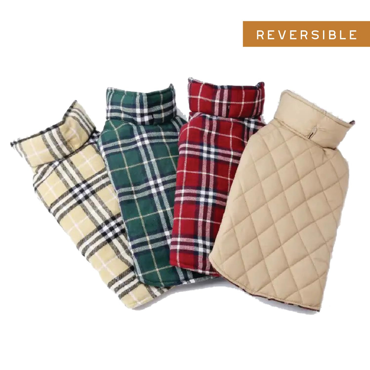 Newbury Waterproof Reversible Warm Dog Winter Coat British Style Windproof Snowproof Dog Vest for Small Medium Large Extra Large Breed (XX-Large, Green)