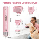 Discala Dog Dryer, Dog Grooming Blow Dryer Kit with Slicker Brush for Pet, High Velocity Blow Dryer for Dogs with Adjustable Speed and Temperature for Pet Grooming Supplies and Home Use, Pink