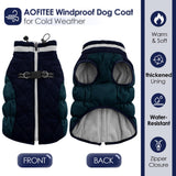 AOFITEE Dog Coat, Warm Dog Winter Coat for Small Dogs, Reflective Turtleneck Dogs Jacket with Harness Built in, Waterproof Windproof Pet Fleece Vest Snow Jacket for Cold Weather, Navy S