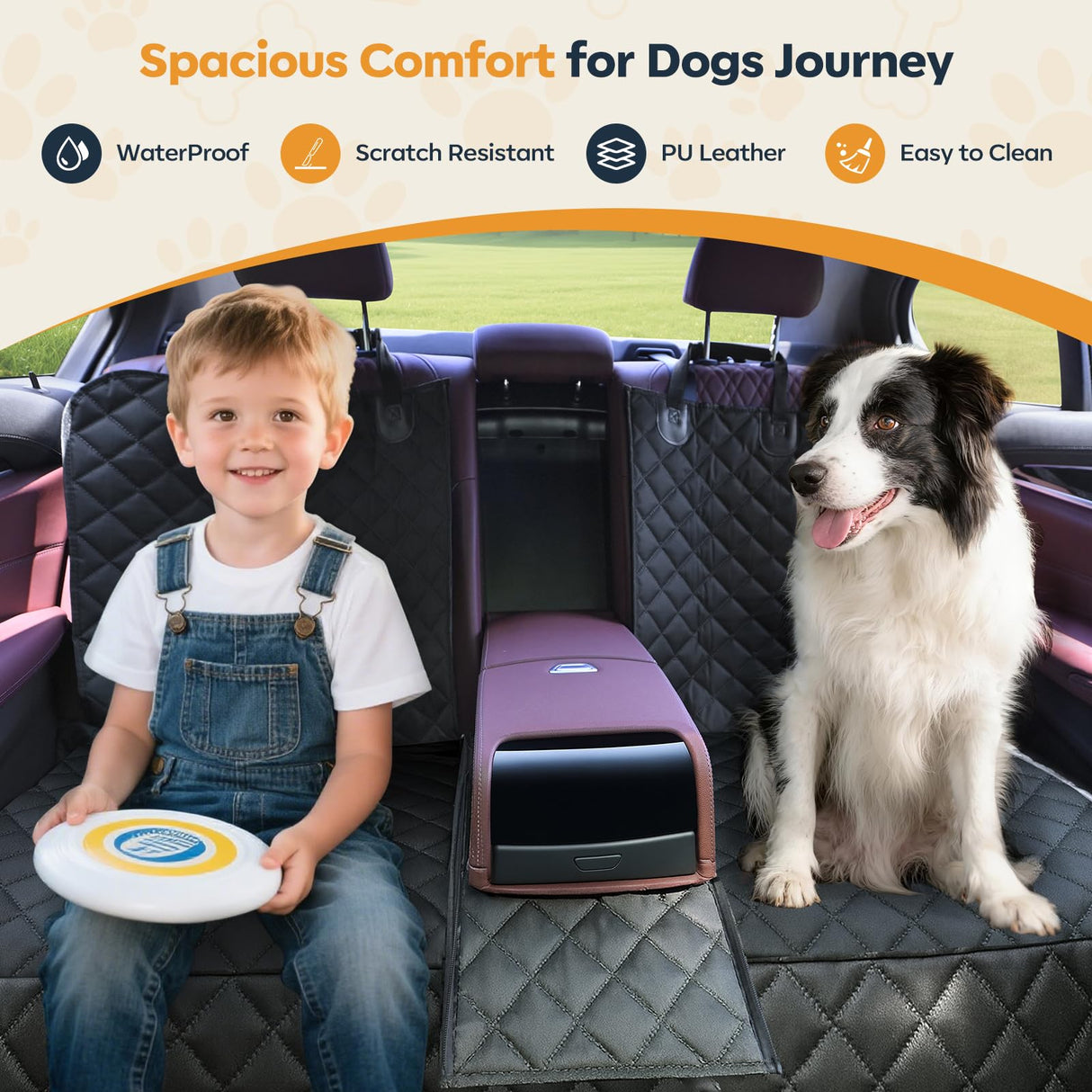 Eamefia Dog Car Seat Cover for Back Seat,New Upgraded Thickened Dog Car Seat Cover,Waterproof and Wear-Resistant Bench Back Seat Cover with Non-Slip Pad,Universal Size Fits Cars, Trucks, SUVs