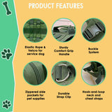 ZEUS URBAN Tactical Dog Backpack Harness – Large, Army Green, 2 Ample Side Pockets | Water Resistant Saddle Bags for Hiking & Camping, Sturdy Vest Fits Medium & Large Dogs
