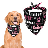Personalized Dog Bandanas Custom Neckwear Name Button Anti-loosening Dog Scarf Triangle Bibs Kerchief Pet Costume Accessories for Small Medium Large Dogs Cats Pets Birthday-Black