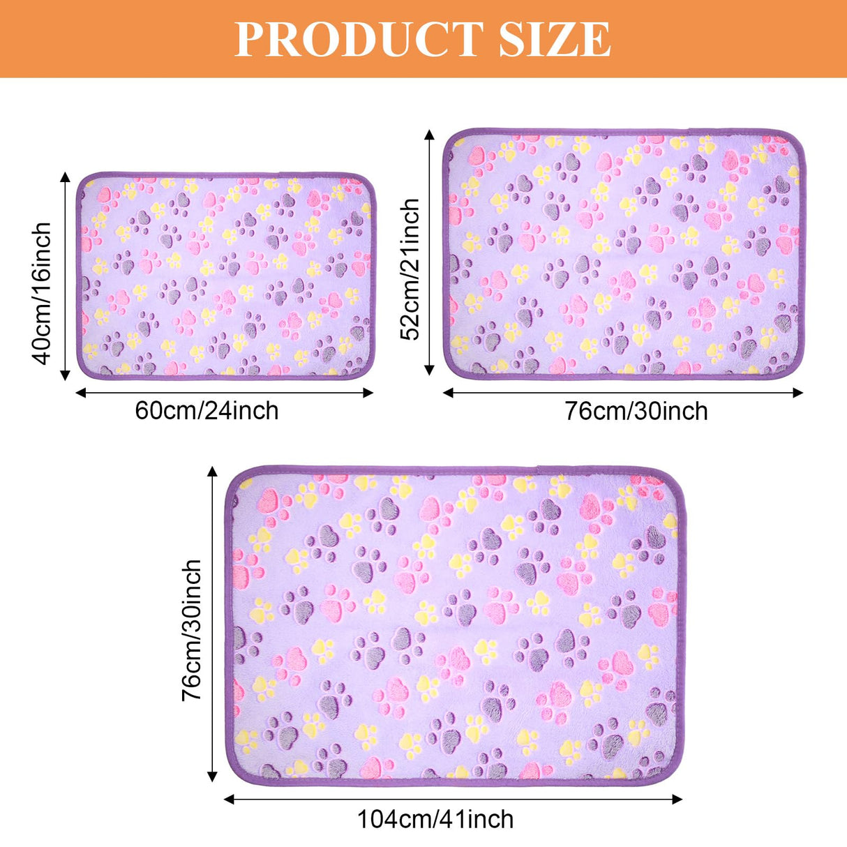 Tatuo 4 Pcs Dog Blanket for Pet Cat Blankets Indoor Puppy Teething Stuff Toys Paw Print Fleece Soft Blanket Sleep Mat for Guinea Pig Cage(White, Coffee, Pink, Purple,Medium(30 x 20.5 Inch),Square)