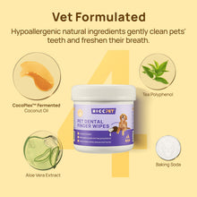 Load image into Gallery viewer, HICC Pet Teeth Cleaning Wipes for Dogs &amp; Cats, Vet-Recommended Remove Bad Breath &amp; Plaque &amp; Tartar Buildup, Dog Tooth Brushing Kit, Dog Breath Freshener, Dogs Toothbrush &amp; Toothpaste Alternatives
