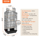 VEVOR 41-inch Open Top Large Parrot Bird Cage, Hanging Bird Cage for Parakeets Finches Canaries Lovebirds Cockatiels Budgies Small Quaker Conures Travel Pet Flight Birdcage with Swing and Perch