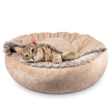 JOEJOY Small Dog Cat Bed With Hooded Blanket, Cozy Cuddler Luxury Puppy Pet Donut Round Calming Anti-Anxiety Burrow Cave - Anti-Slip Bottom, Machine Washable, 23 Inch