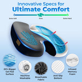 TOP COMFORT Seat Cushion, BodySync™ Technology with Non-Slip Gel & Memory Foam for Tailbone, Sciatica & Back Pain Relief, Office Chair Cushion, Car Seat Cushions for Driving (Black)