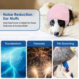 SUNFURA Dog Calming Hoodie, Ear Muffs Noise Protection for Anxiety Relief, No Shake Ear Wraps for Dogs - Grooming, Bath, Blow Drying, Fireworks, Thunderstorms, Hematoma Ear Cover Head Wrap, Pink S
