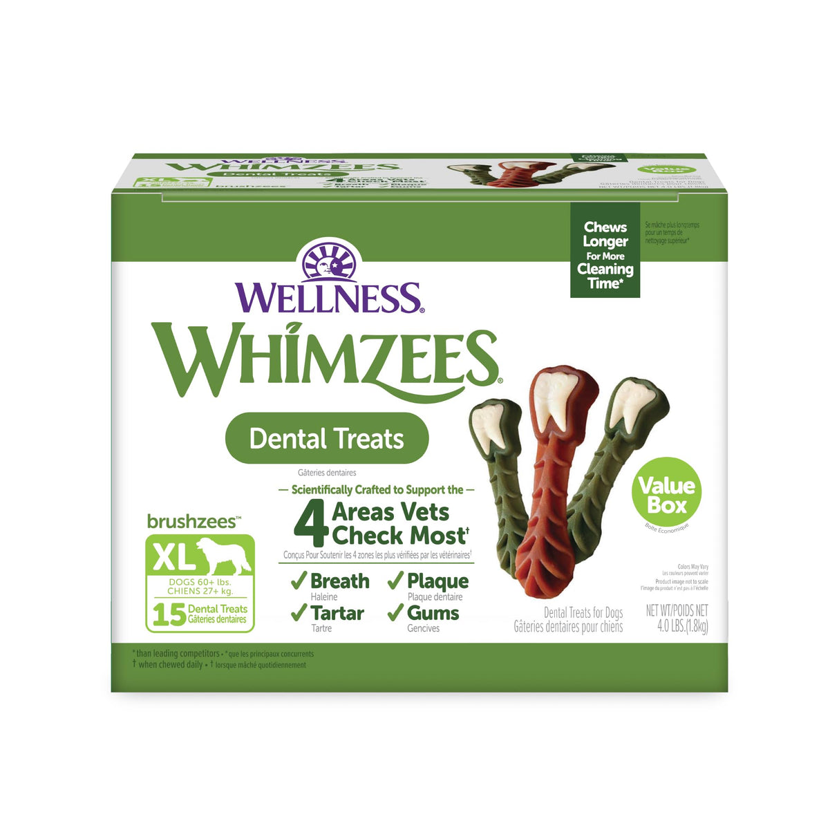 Wellness WHIMZEES Value Box Dog Dental Treats, X-Large Size, (15 Count)