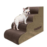 PAWSCART Dog Stairs for Dogs and Cats, 4-Step Dog Steps for Bed, 19.6" H Pet Stairs for High Bed, Pet Ramp for Couch, Sofa, Non-Slip Surface Removable Washable Cover, Brown