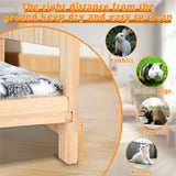 BWOGUE Large Wooden Rabbit Bed, 2 in 1 Folding Wooden Pet Bed with Removable Cushion Small Animals Bed for Rabbits Bunny Guinea Pigs Kittens Puppy Sleeping Habitat (20.5" x 14.3")