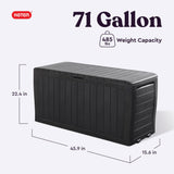 Keter Marvel Plus 71 Gallon Resin Deck Box-Organization and Storage for Patio Storage Box Outdoor Cushions, Throw Pillows, Garden Tools and Pool Accessories, Dark Grey