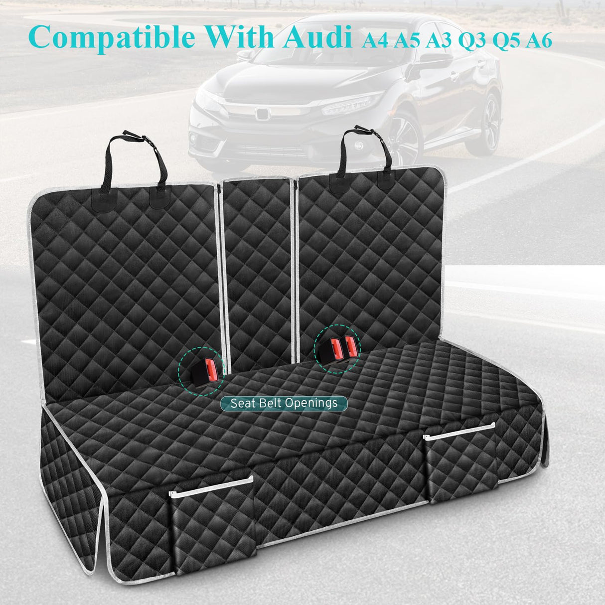 szyuchen Dog Car Seat Cover Compatible with Audi A4 A5 A3 Q3 Q5 A6 Back Seat Accessories, Waterproof Pet Bench Backseat Covers with Non-Slip Backing - 2026 New