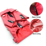 UOSIA Cold Weather Dog Coats Cool Dog Motorcycle Leather Jacket Windproof Waterproof Warm Pet Winter Costume with Zipper（Red，B-S）