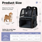Lekebobor Double Cat Backpack Carrier for 2 Cats, Double-Compartment Pet Carrier Backpack for Two Small Cat or One Medium Cat, Cats Carrier Backpack Dog Carrier Backpack Fits Up to 24 Lbs,Black