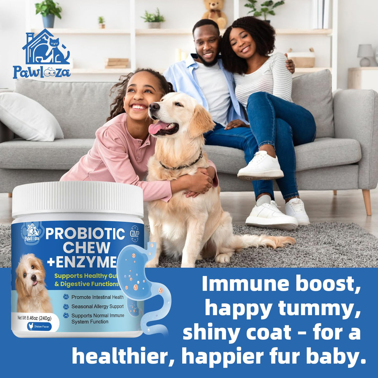 Probiotics Dog Allery Chews for Dogs, Improve Itchy Skin Itchy Ears, Yeast Balance, Gut Health, Probiotics (10 Billion CFU) for Dog Immune Health & Allergy Relief Chews + Vitamins Blend