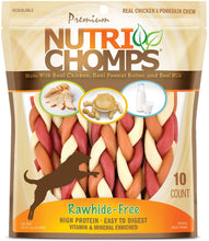 Load image into Gallery viewer, NutriChomps Dog Chews, 6-inch Braids, Easy to Digest, Rawhide-Free Dog Treats, Healthy, 10 Count, Real Chicken, Peanut Butter and Milk flavors
