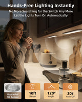 10inch Under Cabinet Lighting, 2500mAh Rechargeable Motion Sensor Lights Indoor with 3 Color Temps, 2 Pack Magnetic Closet Light, 80 LED Dimmable Under Counter Lights for Kitchen, Shelf, Stair