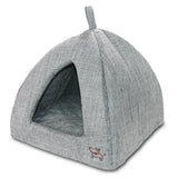 Best Pet Supplies Cat Bed for Indoor Cat, Domed Tent House with Removable Pillow, Covered Cat Cave for Small Dog, Puppies and All Breeds of Cats - Gray Linen, 16 x 16 x H:14"