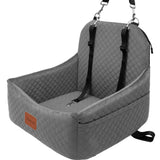 Car Dog Seat with 2 Safety Leashes,Dog Booster Seat for Small Medium Dogs 0-28lbs,Pet Car Travel Safety Bed with Storage Pockets,Non-Slip Bottom,Fully Detachable and Easy to Install(S1-Grey)