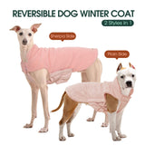 Kuoser Reversible Dog Coat – Warm Fleece & Quilted Waterproof Dog Jacket, Double-Sided Cold Weather Dogs Winter Coat with Harness Hole, Windproof Pet Snow Vest for Small Medium Large Dogs, Pink 2XL