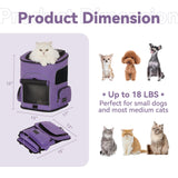 PETSFIT Dog Backpack Carrier with Upgraded Waist Protection, Pet Carrier Backpack Designed for Small Dogs/Cats, Fully Ventilated Collapsible Cat Backpack for Outdoor Traveling Hiking Camping Purple