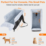 Vivifying Center Console Dog Car Seat for Small Dogs Up to 10 lbs, Plush Pet Booster Seat with Safety Leash, Adjustable Straps, Storage Pocket, Portable Car Seat for Puppies, Black & Grey