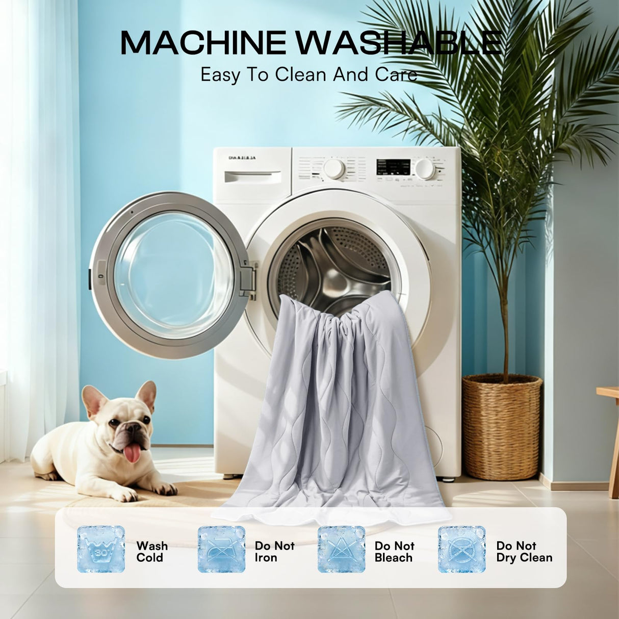 Luciphia Premium Cooling Dog Blanket Washable Q-MAX>0.5 Small Medium Large Pet Mat Puppy Cat Self-Cooling Soft Breathable Calming Throw for Sofa Crate Bed (Light Grey,40x60 inches)