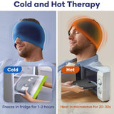 Qnoon Migraine Relief Cap, Migraine Headache Relief Cap Hat Mask Products, Cooling Gel Hat Head Wrap for Migraine, Tension, Stress & Puffy Eyes,Natural Therapy for Instant Headache Relief