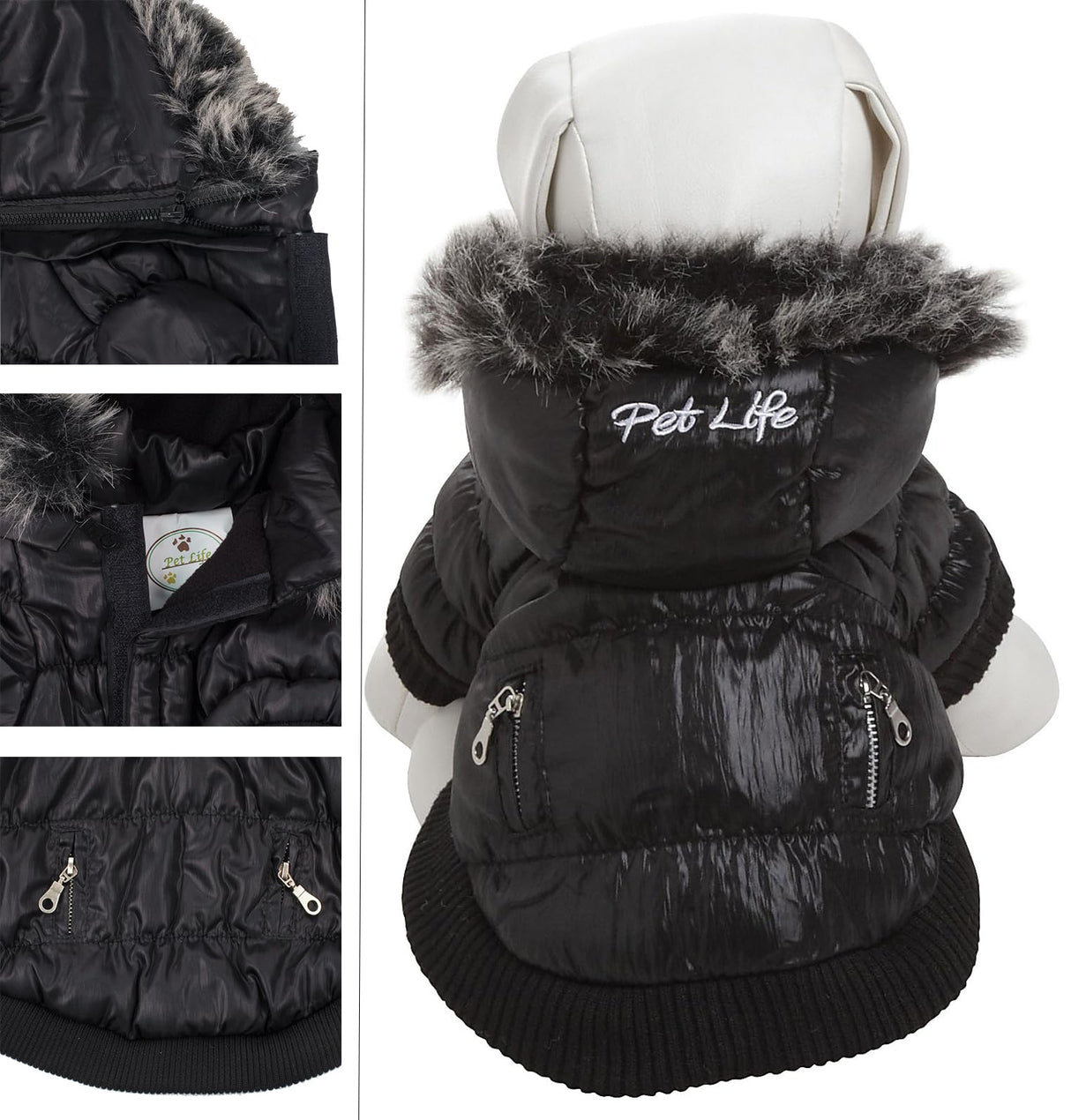 Pet Life ® Classic Metallic Fashion Winter Pet Dog Coat Jacket Parka with 3M Insulation and Removable Hood