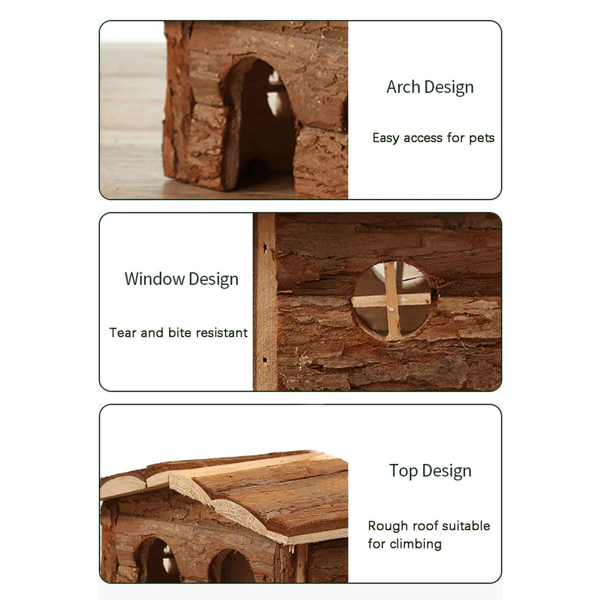 Hamiledyi Hamster Hideout Small Wooden House Natural Wood Rat Hut Hamster Bridge for Dwarf Mouse Playing Hiding