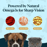 OcluVet Vision Chews Eye Supplements for Dogs & Cats, Natural Chicken Flavor, Contains Omega 3, Lutein, Antioxidants, & More, Cat & Dog Eye Supplements, No Preservatives, Made in USA, 1 Bag, 15 Chews