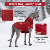 DENTRUN Dog Coat with Collar Built in - Fleece-Lined Windproof Dog Jacket, Adjustable Belly Straps & Reflective Strips, No-Sleeve Design for Beagle, Dachshund, Daily Walks, Red, M