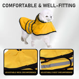 Lemmoo Dog Raincoat, Waterproof Windproof Rain Jacket with Reflective Strips and Leash Hole, Adjustable Fit Rain Coat for Small Medium Large Extra Large Dogs, Full-Body Coverage, Yellow, XXL