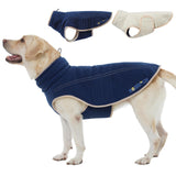 ROZKITCH Dog Coats for Large Dogs with Double Sided Polar Fleece and Sherpa for Cold Weather in Winter, Windproof Turtleneck Sweater with Adjustable Drawstring and Velcro DarkBlue 3XL