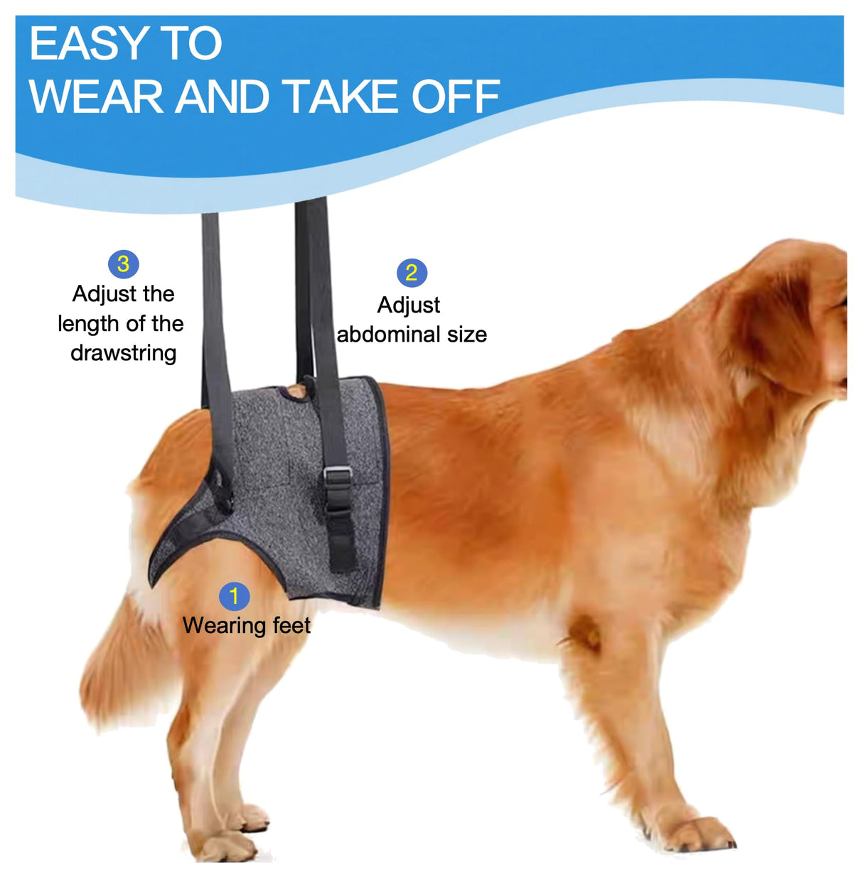 BARDIMIES Dog Lift Harness for Back Legs–Sturdy Dog Support Sling–Hip Sling Carrier for Large Medium Canine, Stair Helper for Aid Old Ligament Rehabilitation Pet, Grey,S