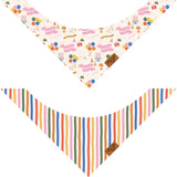 Remy+Roo Small Dog Bandanas - 2 Pack Birthday Set | Premium Durable Adjustable Polyester Fabric Dog Scarfs | Patented Shape, Trendy Patterns | Pack of Bandanas for Dogs