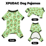 XPUDAC 2 Pack Dog Pajamas for Large Breeds, 4-Way Stretch Soft Dog Onesie Lightweight Warm Pet Clothes Jammies for Large Breeds Dinosaur Avocado Print, 4XL